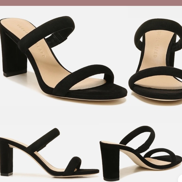 Veronica Beard Shoes - VERONICA BEARD ] Double Strap Gauley Slide Sandal Heel Black